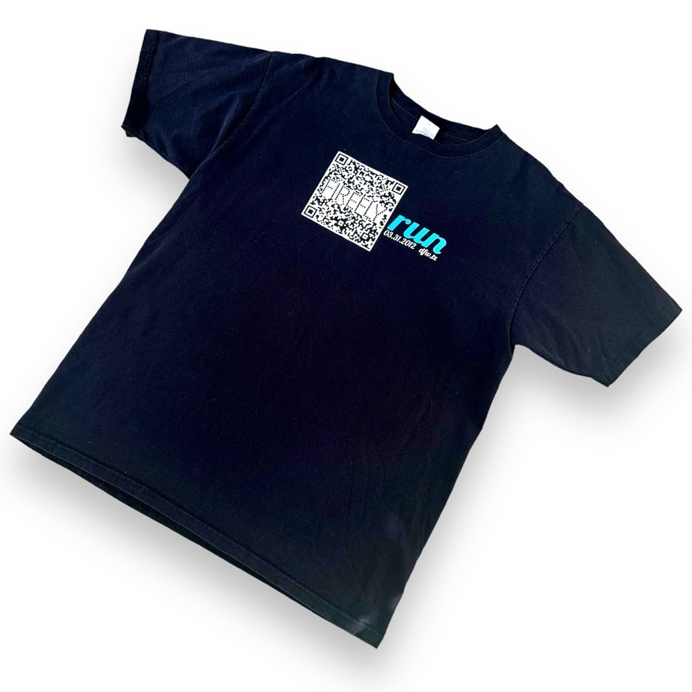 ANVIL 100% Cotton Black Firefly Run Marathon DFW Short Sleeve Tee Unisex T-shirt